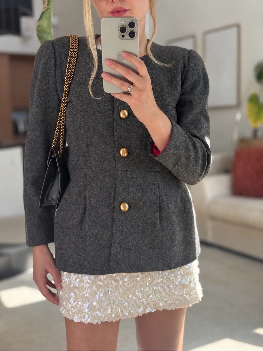 Cullinane Vintage 100% Wool Gray Fitted Blazer Jacket Sz 4